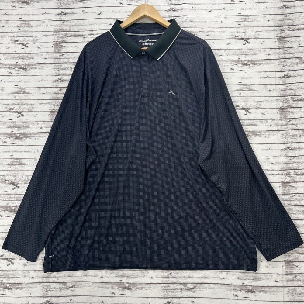 Tommy Bahama Mens 2XLB Juniper Palm Desert Fairway Polo Zip Performance Black